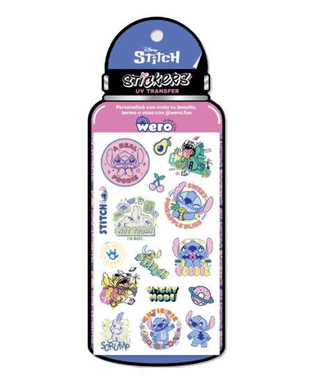 STICKERS PARA BOTELLA STITCH