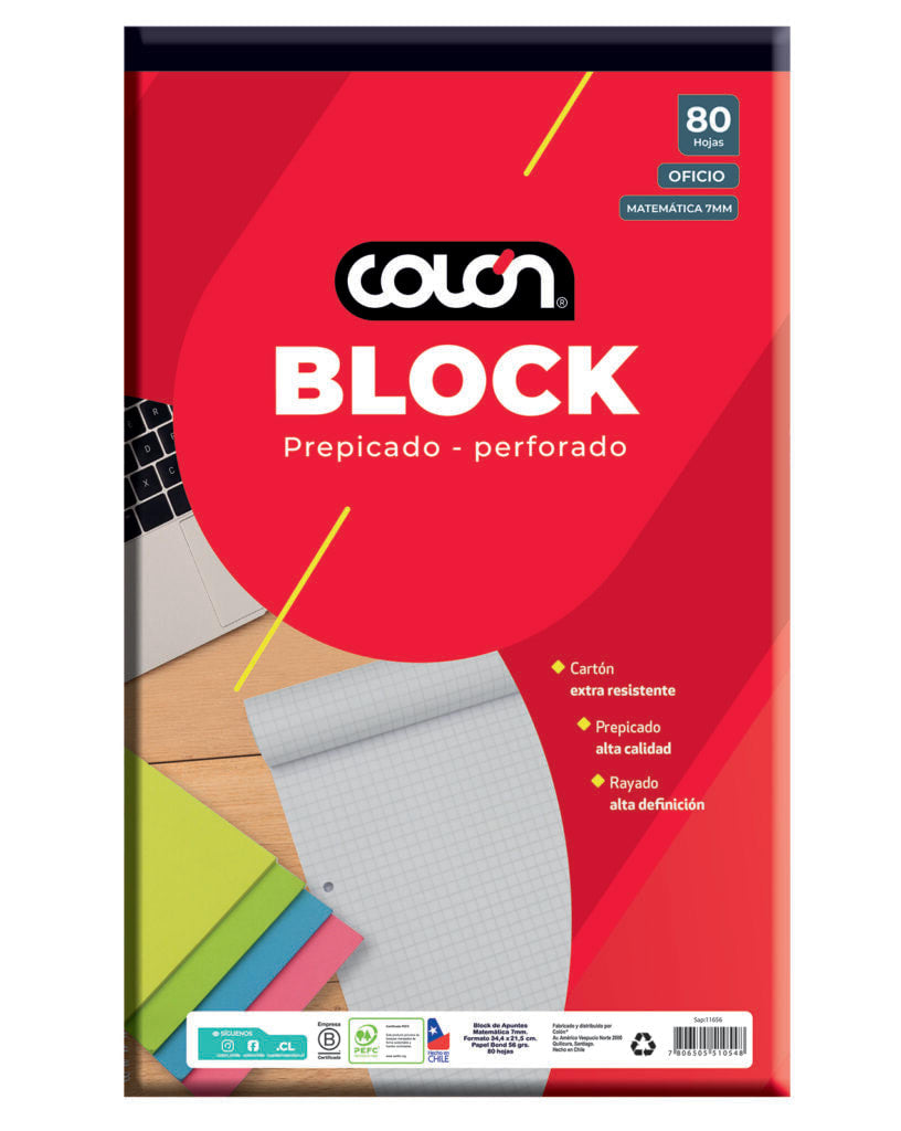 COLON BLOCK OFICIO 7MM 80 HOJAS