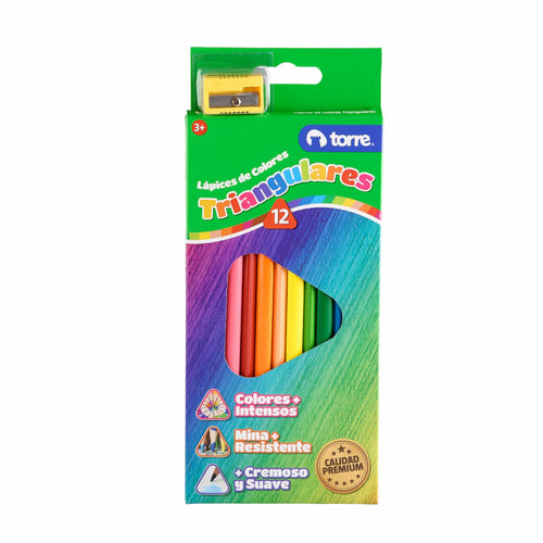 12 LAPICES DE COLORES TRIANGULARES