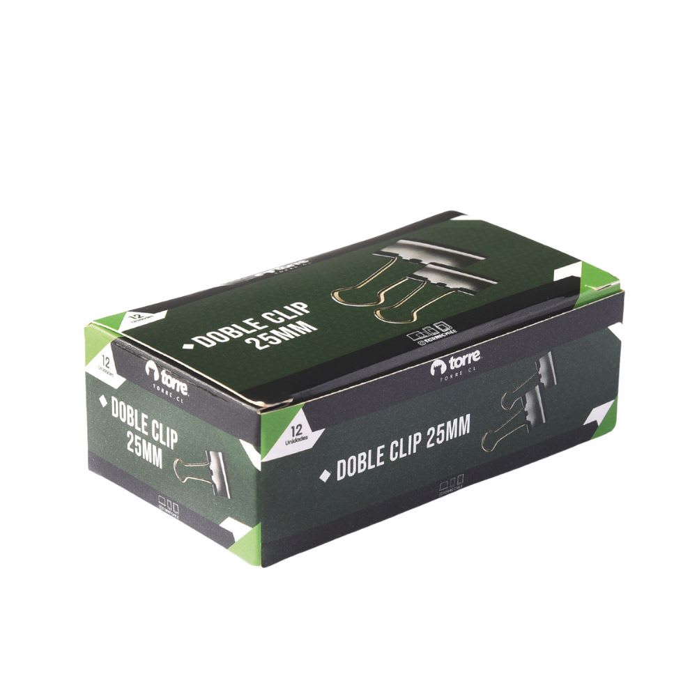 CAJA DOBLE CLIP NEGRO 25 MM X 12 UNID