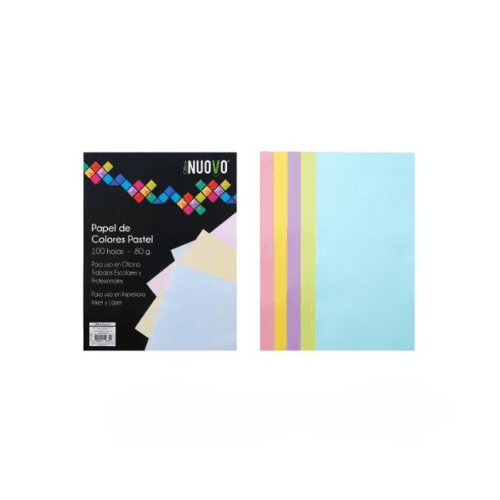 RESMA PAPEL CARTA COLORES PASTELES 100 HOJAS