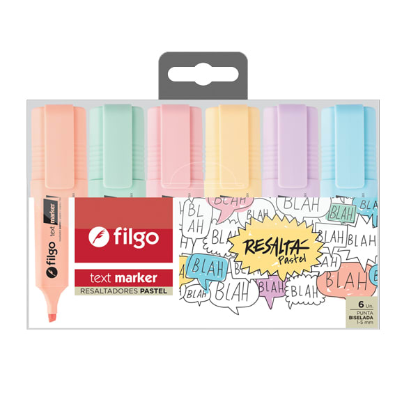 ESTUCHE DESTACADORES 6 UNID PASTEL