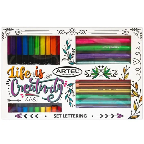 SET LETTERING MARCADORES 20 PIEZAS FINELINER, DOBLE PUNTA, DESTACADORES